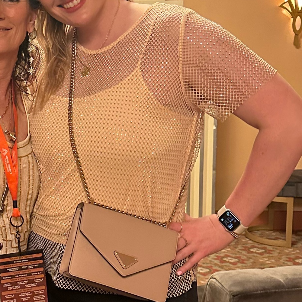 Anthropologie yellow/gold Mesh Layered Top